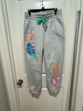 Disney Stitch women’s size M (7/9) Grey Sweatpants with Stitch & Angel Graphics